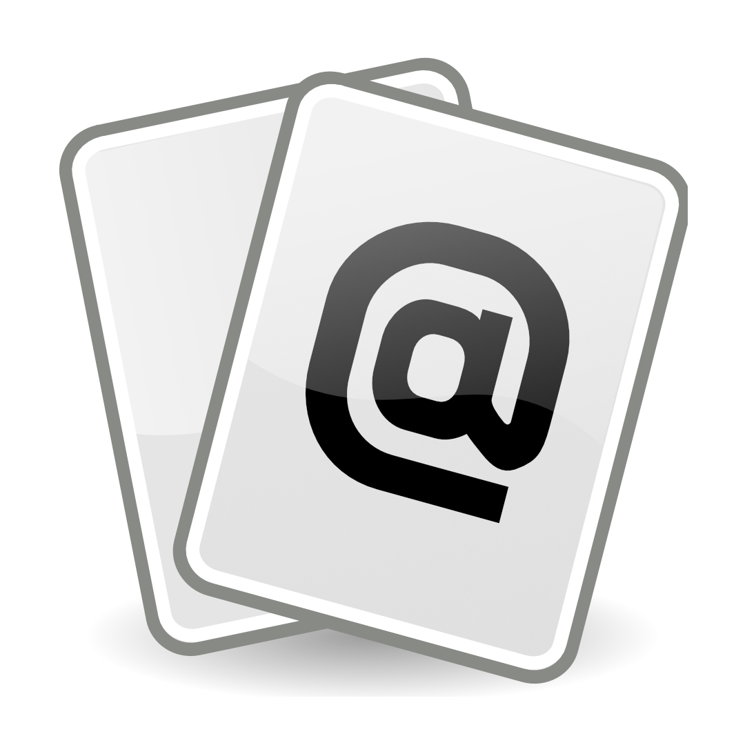 Two cards fanned out with the at-sign appearing on the top one